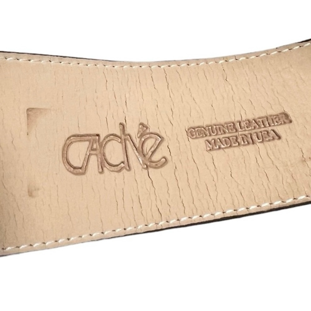 Cache Brown Genuine Leather Rhinestone Embellished Buckle Brown Belt - Picture 4 of 5